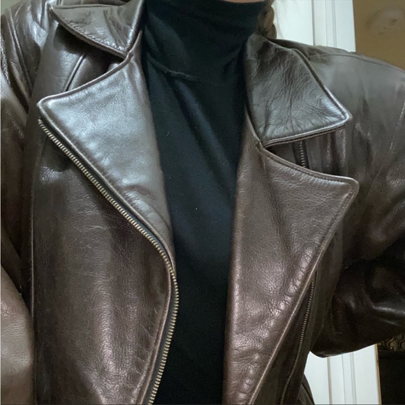[SOLD] Brown Dimitri Belted Leather Jacket - Picture 5 of 6